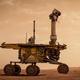 A artist's conception of the Opportunity rover on Mars.